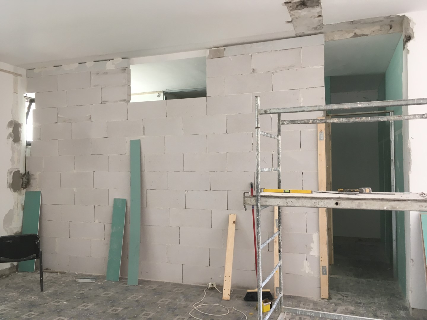 Week 2 progress, change room walls